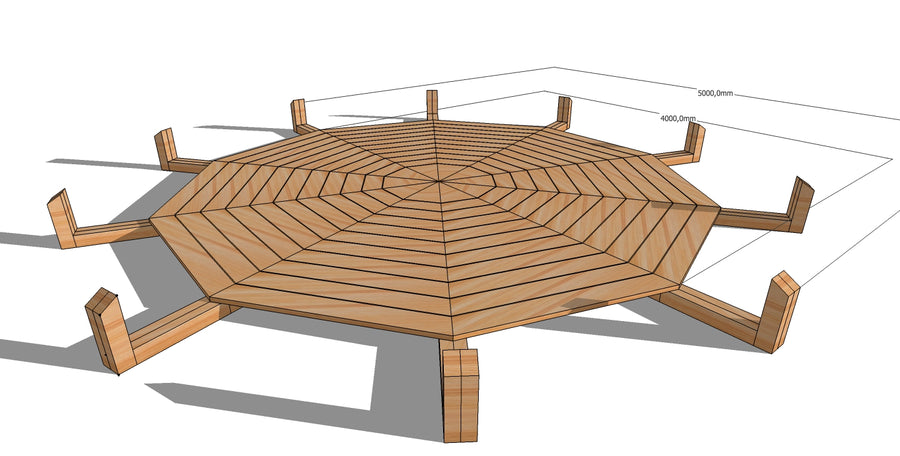 Wooden platform for glamping tents